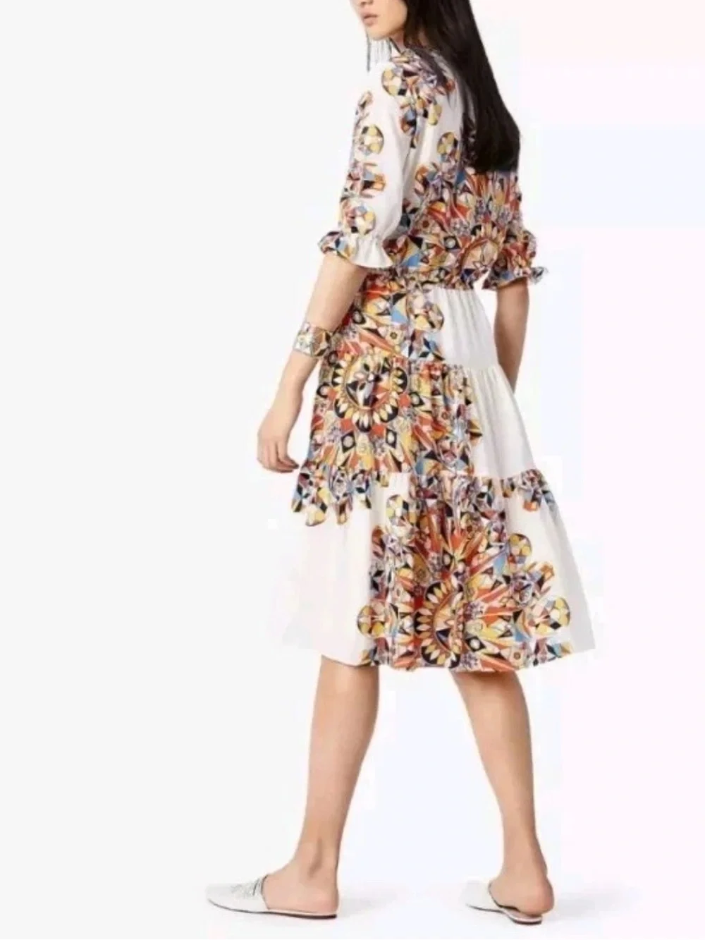 Tory Burch Arabella Psychedelic Silk Dress Geometric Boho Sz L